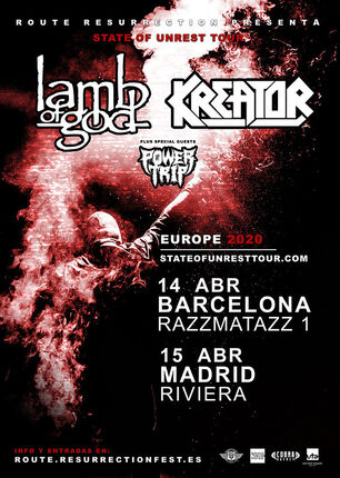 LAMB OF GOD + KREATOR + POWER TRIP fechas en España.