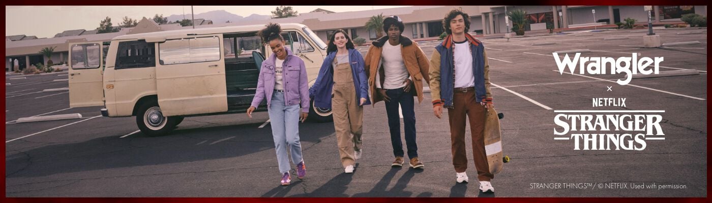 Wrangler te lleva de vuelta a Hawkins. / Revive el estilo de los 80s con esta increíble colección. / ¡Descubre más ahora!
