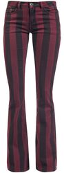 Grace - Pantalones a rayas negro/rojo, Gothicana by EMP, Pantalones de tela