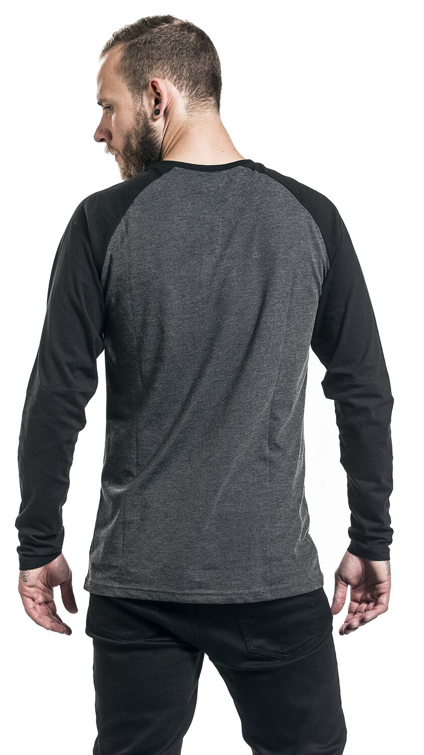 Camiseta Manga Larga Urban Classics - Cuello Henley Con Botones - Gris Marengo/Negro