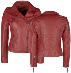 Red Leather Biker, Black Premium by EMP, Chaqueta de Cuero