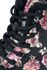 Black Lace-Up Boots with Floral All-Over Print