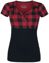 Camiseta negra/roja en estilo Rockabilly, Rock Rebel by EMP, Camiseta