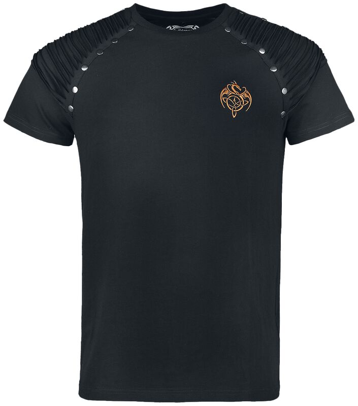 Gothicana X Anne Stokes - Camiseta negra con gran dragón y estampado trasero