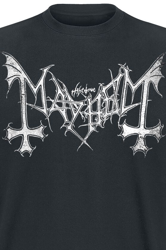 Camiseta Logo Angustiado Mayhem Mayhem Distressed Logo Hombre Camiseta Negro S 100% Algodón Regular Camiseta Negra De Música Y Entretenimiento