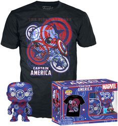 Marvel Patriotic Age - Captain America (Art Series) - Pop! & Camiseta, Capitán América, ¡Funko Pop!