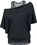 Skull Lace Bat Double Layer, Black Premium by EMP, Camiseta
