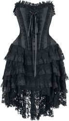 Vestido gótico con corsé y falda más corta por delante, Gothicana by EMP, Vestido Corto