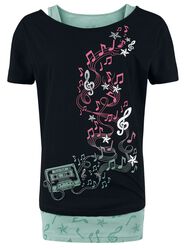 Three Pieces T-Shirt and Tops with Notes and Stars, Full Volume by EMP, Camiseta