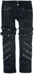 Jared - Black Jeans with Buckles, Zips and Studs, Gothicana by EMP, Tejanos