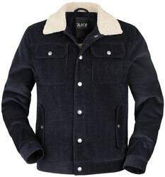 Corduroy Jacket With Teddy Fur, Black Premium by EMP, Chaqueta entre-tiempo