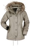 Khaki Parka with Faux Fur Collar and Decorative Stitching, R.E.D. by EMP, Parka