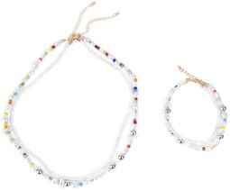 Collar y tobillera con perlas de colores, Urban Classics, Collar