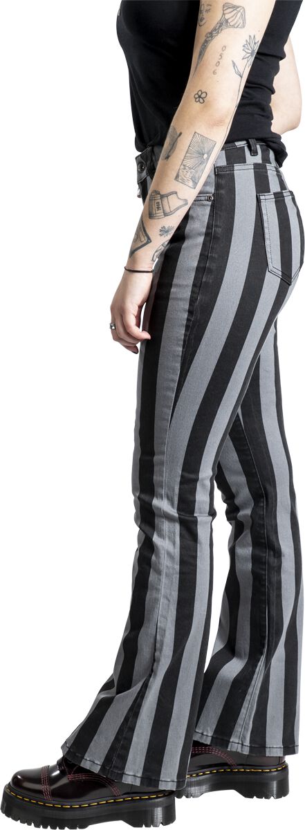 Gothicana By EMP Hombre Pantalones Cargo Negros Con Remaches Y Cadenas W32L34