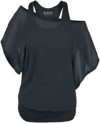 Camiseta negra con mangas de estilo murciélago, Black Premium by EMP, Camiseta