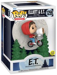 Figura vinilo Elliot and E.T. flying (Pop Moment) (glow in the dark) no. 1259, E.T. El Extraterrestre, ¡Funko Pop!