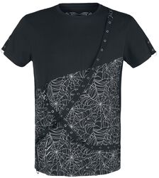Gothicana X Anne Stokes - Camiseta negra con estampado y correas