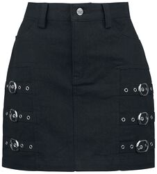 Falda corta con correas decorativas, Black Premium by EMP, Minifalda