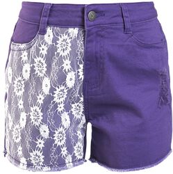 Shorts con borde de encaje, Gothicana by EMP, Pantalones cortos