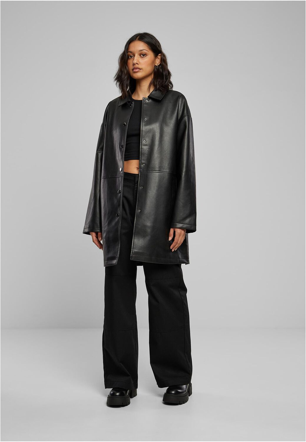  Urban Classics Mujer - Abrigo de piel sintética negro - L,  Negro - : Ropa, Zapatos y Joyería