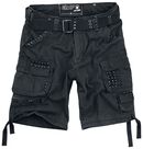 Pantalones Cortos con Tachuelas Savage, Black Premium by EMP, Pantalones cortos