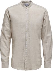 ONSCaiden LS Solid Linen MAO Shirt, ONLY and SONS, Manga Larga