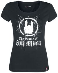 Camiseta negra con Rockhand y rótulo, EMP Stage Collection, Camiseta