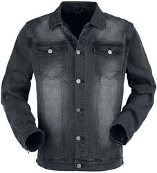 Chaqueta gris oscuro con bolsillos al pecho y fila de botones, Black Premium by EMP, Chaqueta Tejana