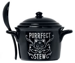 Purrfect Stew cauldron with spoon, Alchemy England, Taza