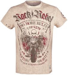 Camiseta beige con cuello redondo y estampado, Rock Rebel by EMP, Camiseta