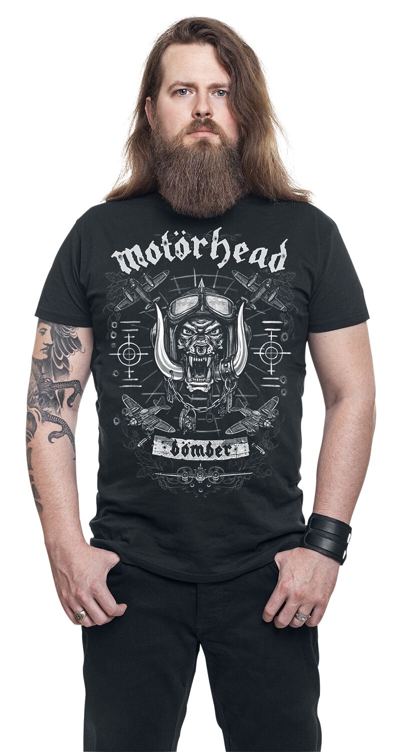 Motörhead Bomber Planes Hombre Camiseta Negro S 100% Algodón Vorne Bedruckt, Hinten Bedruckt Regular