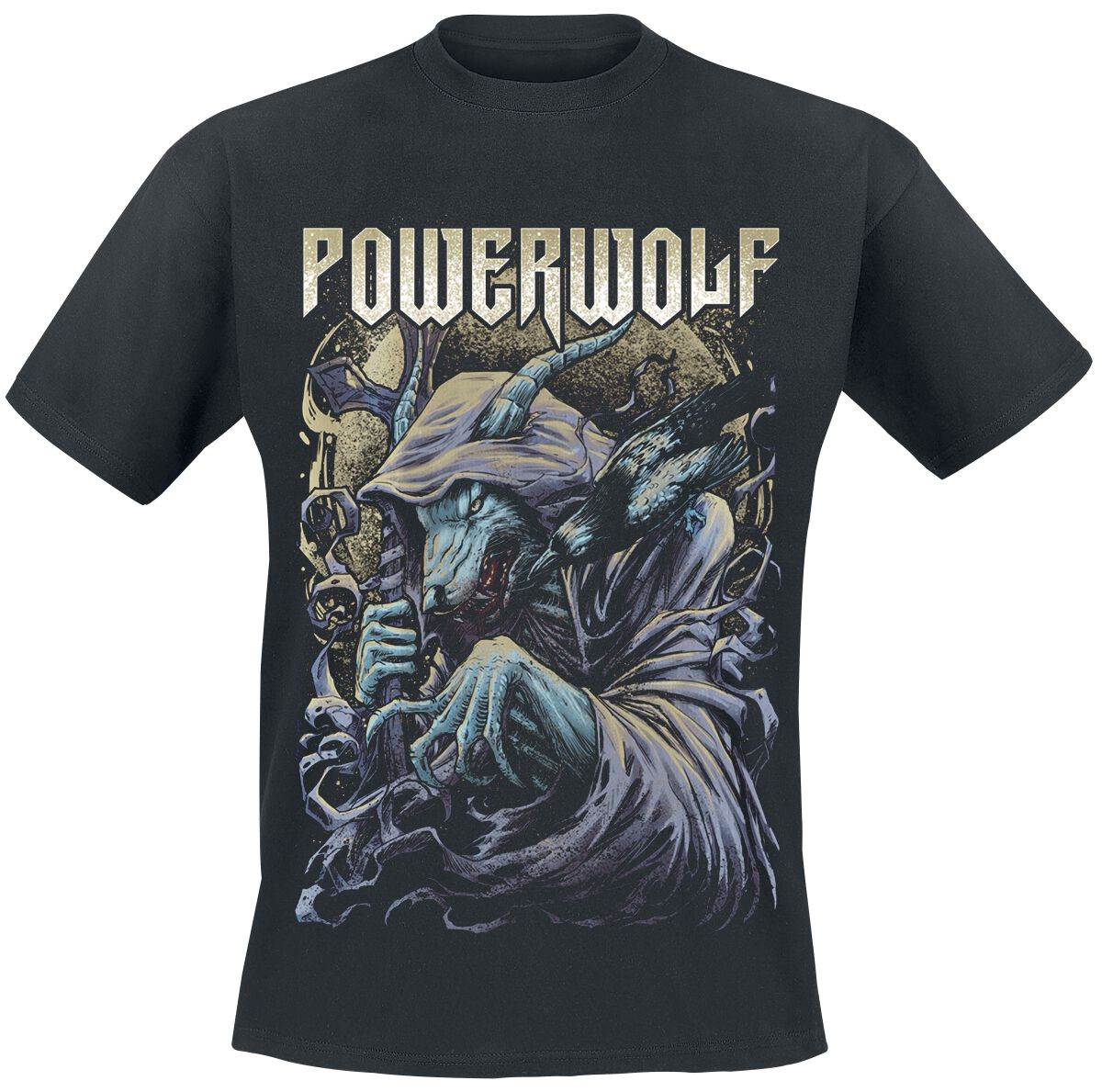 Camiseta Powerwolf Stonewolf - 100% Algodón, Talla Regular, Oficial, Color Negro