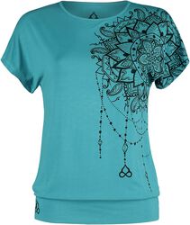 Sport and Yoga - Camiseta casual turquesa con detallado estampado