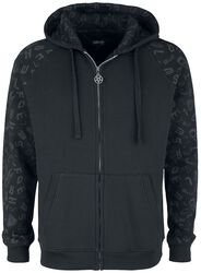 Black Hooded Jacket with Arm Print