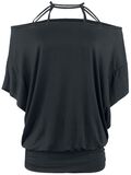 Long Bat-Wing Top, Black Premium by EMP, Camiseta
