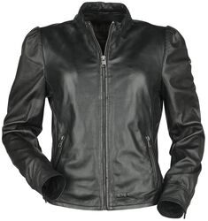 Puff Sleeve Leather Jacket, Black Premium by EMP, Chaqueta de Cuero