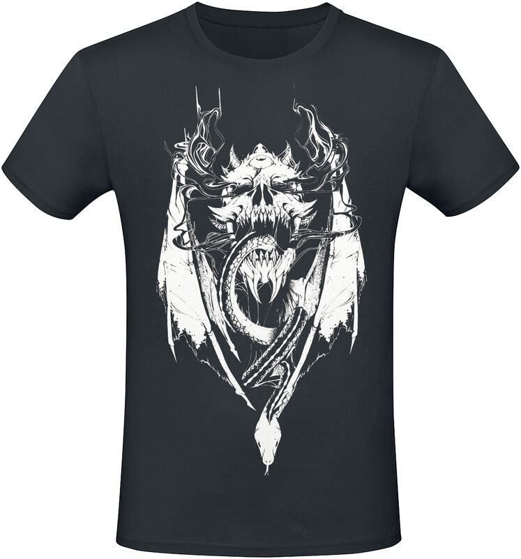 T-Shirt With Dragon And Skull Frontprint