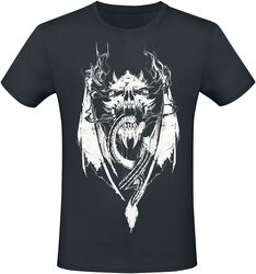 T-Shirt With Dragon And Skull Frontprint, Gothicana by EMP, Camiseta