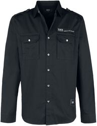 Camisa negra estilo militar con bolsillos al pecho, Black Premium by EMP, Manga Larga
