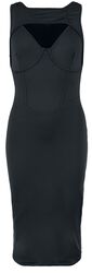 Bodycon Dress with Double Neckline, Black Premium by EMP, Vestidos de longitud media
