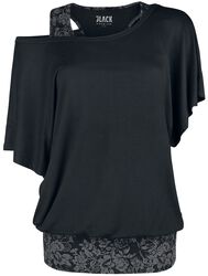 Camiseta doble capa con top de completo estampado, Black Premium by EMP, Camiseta