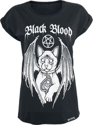 Camiseta Demonic Cat, Black Blood by Gothicana, Camiseta