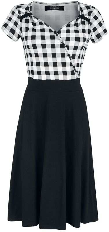 Vestido negro/blanco años 50 con parte superior a cuadros