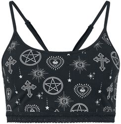 Bralette with pentagram and witch, Gothicana by EMP, Bustier