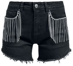 Pantalón corto negro con brillos, Rock Rebel by EMP, Pantalones cortos