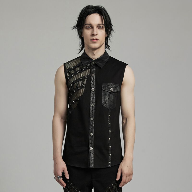 Punk Asymmetric Sleeveless Shirt Punk Rave Camisa manga Corta EMP