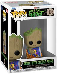 Figura vinilo I am Groot - Groot with Cheese Puffs no. 1196, Guardianes De La Galaxia, ¡Funko Pop!
