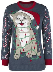 Cat Wrapped In Lights, Jersey Navideño, Christmas jumper