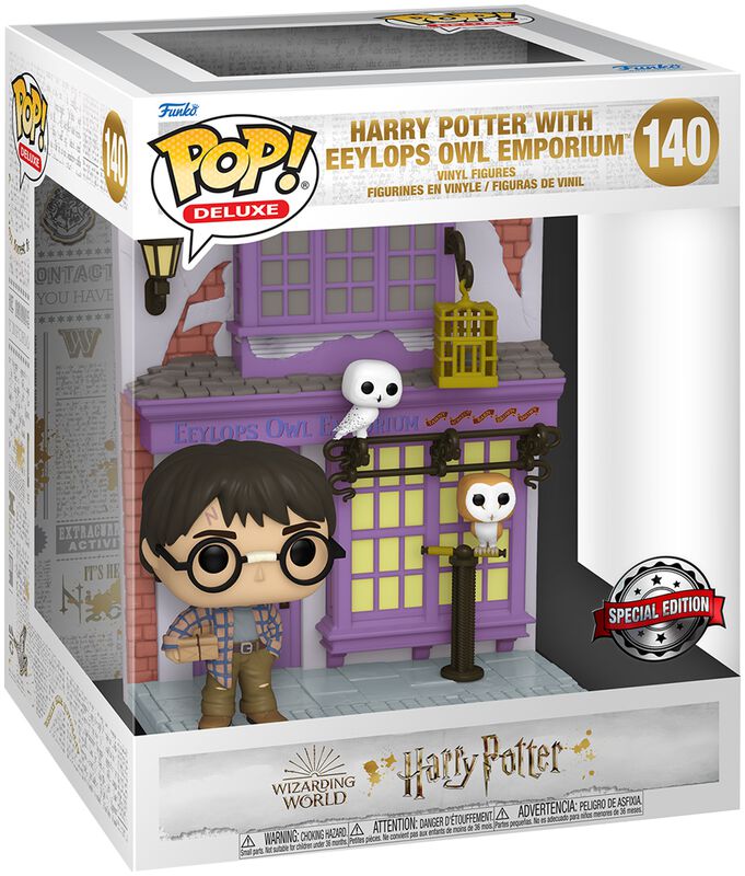 Figura vinilo Harry Potter with Eeylops Owl Emporium (Pop! Deluxe) 140
