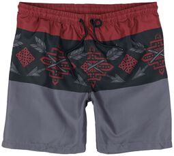 Tricolor Swim Shorts with Arrow Print, Black Premium by EMP, Bañador